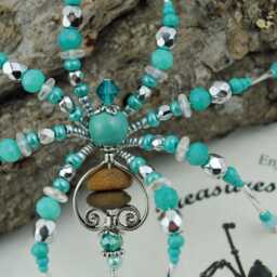 Original Cairn Beach Stone Surf Beaded Christmas Spider Ornament With German Tinsel Legend, Decoration, Gift, Treasures By Tiziana?? - thumbnail 2