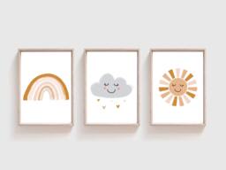 Set Of 3 Girls Nursery Prints, Rainbow Bedroom Wall Art, Decor, Art - thumbnail 1
