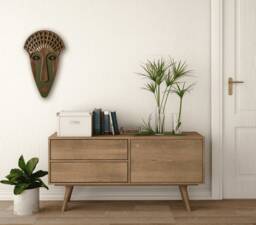 Mademoiselle Mask, Decorative Fun Wall Decor, Urban Modern Wood Mask , Art, Chic - thumbnail 1