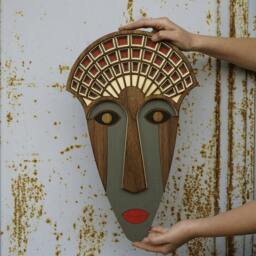Mademoiselle Mask, Decorative Fun Wall Decor, Urban Modern Wood Mask , Art, Chic - thumbnail 3