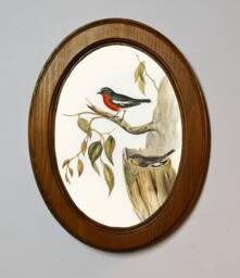 Oak Framed Picture, Two Robins Bird Nature Wildlife Woodland Art Print - thumbnail 1