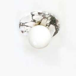 Calacatta Viola Marble & Glass Globe Round Flush Mount Light Fixture Minimalist Sconce Kitchen Bathroom - thumbnail 3