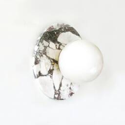 Calacatta Viola Marble & Glass Globe Round Flush Mount Light Fixture Minimalist Sconce Kitchen Bathroom - thumbnail 2