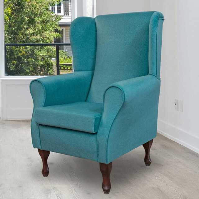 Blue Wool Look Wingback Armchair - Incredibly Soft Accent Chair Handmade in Britain - image 1