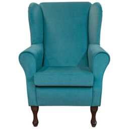 Blue Wool Look Wingback Armchair - Incredibly Soft Accent Chair Handmade in Britain - thumbnail 2