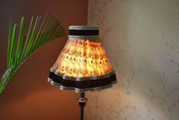 Gold-Burgundy Velvet Lampshade, Handmade Scallop Shade
