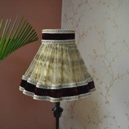 Gold-Burgundy Velvet Lampshade, Handmade Scallop Shade - thumbnail 3