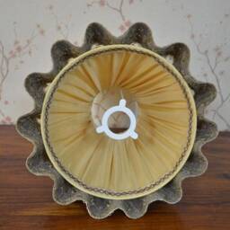 Gold-Burgundy Velvet Lampshade, Handmade Scallop Shade - thumbnail 4