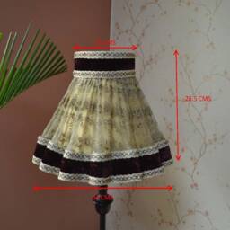 Gold-Burgundy Velvet Lampshade, Handmade Scallop Shade - thumbnail 2