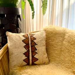 Vintage Tongan Tapa Cloth Cushion Cover - Handmade For Tiki Bars & Tropical Interiors - thumbnail 1