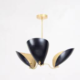 Handmade Mid Century Modern Brass Sputnik Scudo Chandelier - Statement Ceiling Light Dining Hall 3-Light - thumbnail 3
