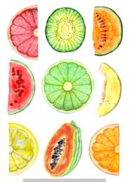 Wall Decals Fruits 9-Set, Removable Fruit Stickers For Walls, Tiles, Furniture, Kitchen Decals, Decor, Home Decor - thumbnail 1