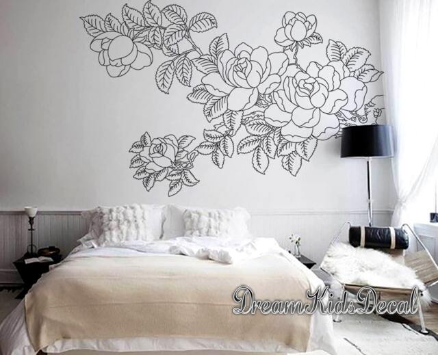 Floral Tree Wall Decal, Diy Hand-Painted Flowers, Nursery Decor - image 1