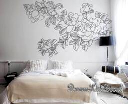 Floral Tree Wall Decal, Diy Hand-Painted Flowers, Nursery Decor - thumbnail 1