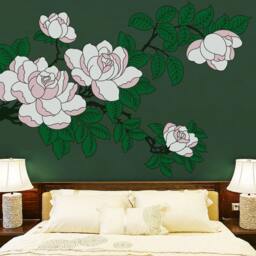Floral Tree Wall Decal, Diy Hand-Painted Flowers, Nursery Decor - thumbnail 3