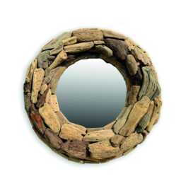 Beachcomber Round Mirror 40cm, Driftwood Style Teak Root Wall - thumbnail 2