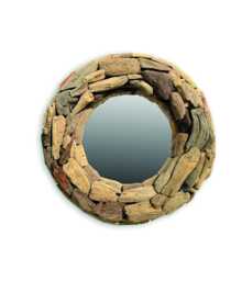 Beachcomber Round Mirror 40cm, Driftwood Style Teak Root Wall