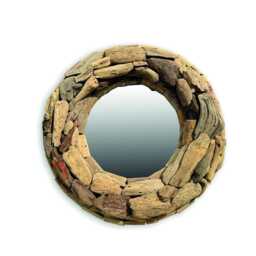 Beachcomber Round Mirror 40cm, Driftwood Style Teak Root Wall - thumbnail 4