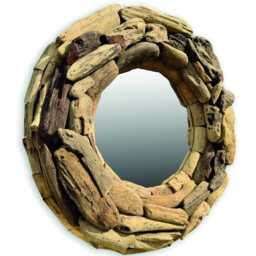 Beachcomber Round Mirror 40cm, Driftwood Style Teak Root Wall - thumbnail 3