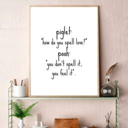 How Do You Spell Love Print - Living Room Home Decor Wall Art Prints Inspiring Quote Winnie The Pooh - thumbnail 2