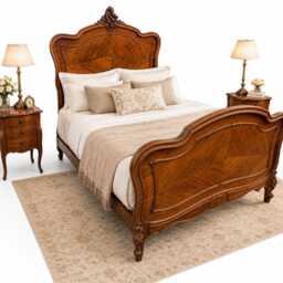 Antique French Mahogany Bed - Ornate Carved Statement - thumbnail 2