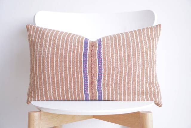 Brown Tribal Hemp Hand Woven Natural Dye Color Hmong Lumbar Pillow Cover - image 1