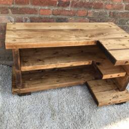 L Corner Rustic Pine Tv Unit Solid Wood Stand/Cabinet Rustic Pine Wax Finish - thumbnail 4
