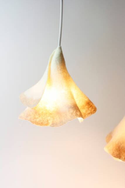 Ruffled Merino Wool Pendant Lamp Handmade Home Decor - image 1