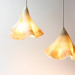 Ruffled Merino Wool Pendant Lamp Handmade Home Decor - thumbnail 2
