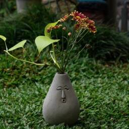 Unique Vase For Soil 7 Inch/18 cm, Stone Decoration, Funny Face Carving, Garden Decor, Anniversary Gift, Gift Idea, Birthday - thumbnail 2