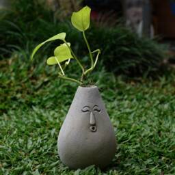 Unique Vase For Soil 7 Inch/18 cm, Stone Decoration, Funny Face Carving, Garden Decor, Anniversary Gift, Gift Idea, Birthday - thumbnail 3