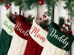 2025 Embroidered Christmas Stocking, Knitted Family Stocking, Personalized Xmas Stocking With Name, Monogram Stocking, Holiday Gifts - thumbnail 1