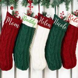 2025 Embroidered Christmas Stocking, Knitted Family Stocking, Personalized Xmas Stocking With Name, Monogram Stocking, Holiday Gifts - thumbnail 3