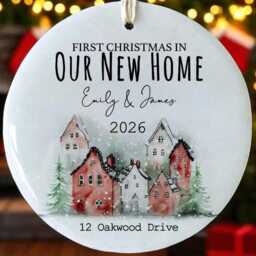 Personalized New Home Christmas Ornament Resin-Coated Concrete Tree Decor - thumbnail 2
