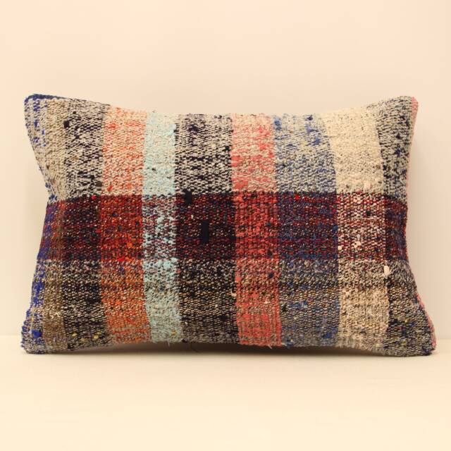 Rug Pillow, Sofa 16x24, Vintage Kilim Living Room Decoratioon, Wool Cotton Cushion Cover Big Lumbar Pillow Covers 4Kaf-102 - image 1