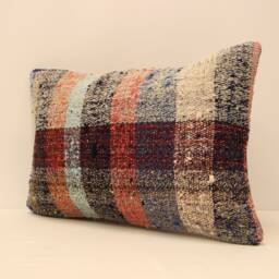 Rug Pillow, Sofa 16x24, Vintage Kilim Living Room Decoratioon, Wool Cotton Cushion Cover Big Lumbar Pillow Covers 4Kaf-102 - thumbnail 3