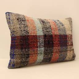 Rug Pillow, Sofa 16x24, Vintage Kilim Living Room Decoratioon, Wool Cotton Cushion Cover Big Lumbar Pillow Covers 4Kaf-102 - thumbnail 2