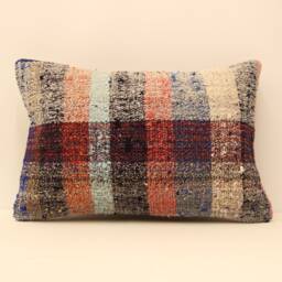 Rug Pillow, Sofa 16x24, Vintage Kilim Living Room Decoratioon, Wool Cotton Cushion Cover Big Lumbar Pillow Covers 4Kaf-102 - thumbnail 1