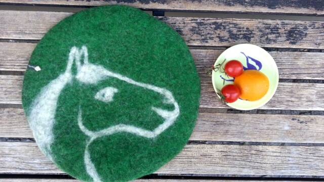 Handfelted Seat Cushion With A Horse For Chairs, Benches, Floors - image 1