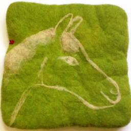 Handfelted Seat Cushion With A Horse For Chairs, Benches, Floors - thumbnail 3