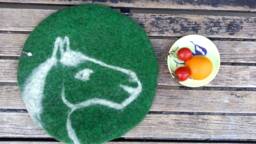 Handfelted Seat Cushion With A Horse For Chairs, Benches, Floors