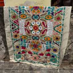 Hand Embroidered Suzani Quilt - Cotton Boho Throw Blanket, Artisan Bed Cover - thumbnail 2