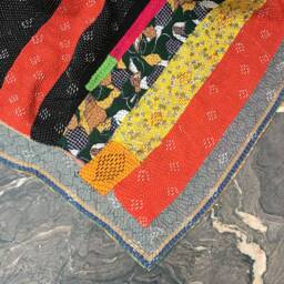 Vintage Kantha Quilt Reversible Bohemian Bedspread, Sari Blanket - thumbnail 2