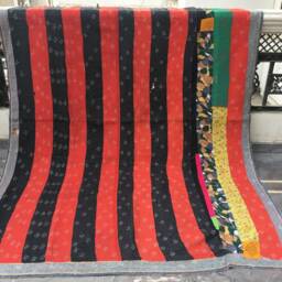 Vintage Kantha Quilt Reversible Bohemian Bedspread, Sari Blanket - thumbnail 3