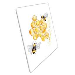 Watercolor Bumble Bee Canvas Honeycomb Wall Art For Home & Office Decor - Nature Inspired Print - thumbnail 1
