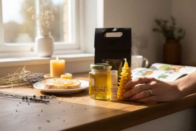 Handmade Bee Gift Set, Candle, Balm, Teacher Gift, End Of Year Thank You, Lip Birthday, Get Well, Care Package, Hug in A Box - image 1