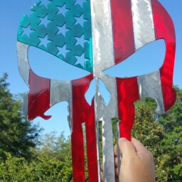 Punisher Skull, American Flag, Metal Memorial Day, Independence The Punisher, Flag Wall Art, Man Cave Decor - thumbnail 2