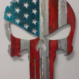 Punisher Skull, American Flag, Metal Memorial Day, Independence The Punisher, Flag Wall Art, Man Cave Decor - thumbnail 3