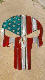Punisher Skull, American Flag, Metal Memorial Day, Independence The Punisher, Flag Wall Art, Man Cave Decor - thumbnail 1