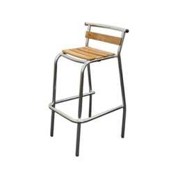 Metal Breakfast Bar Stool, Wooden Seat, Silver Stacking Industrial Counter Kitchen Pub Outdoor Stools - thumbnail 3